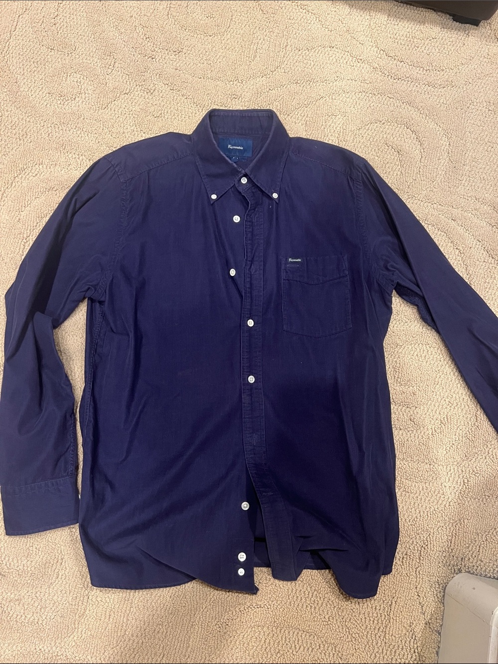 Faconnable Men's Navy Button-Down Shirt